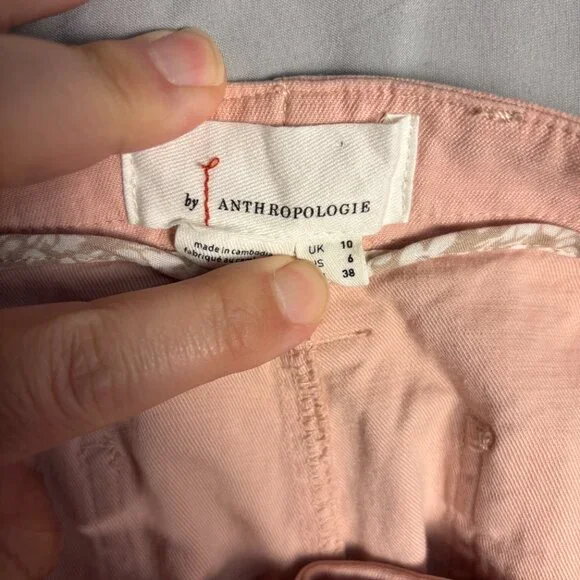 By Anthropologie Cargo Capri Pants – Dusty Pink Boho Utility Spring Casual - Picture 3 of 8